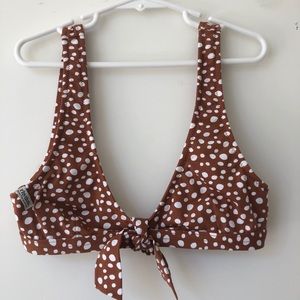 Zanzibar Brown Polka Dot Tie-Front Bikini Top